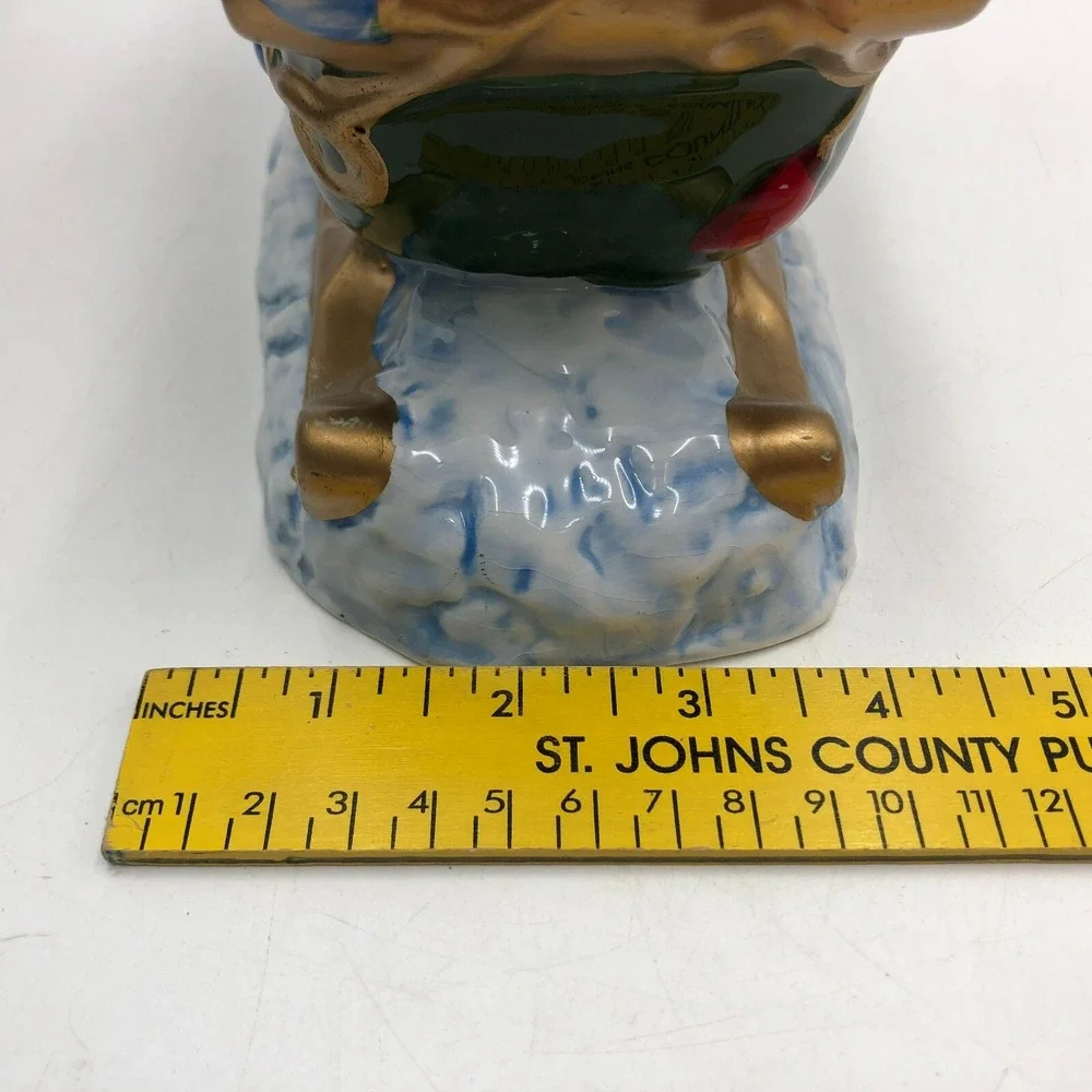 WCL Black Cat Sleigh Sled VINTAGE CHRISTMAS Winter CERAMIC BOWL PLANTER